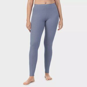 Warm Essentials by Cuddl Duds Women's Retro Ribbed High Waisted Leggings Blue L